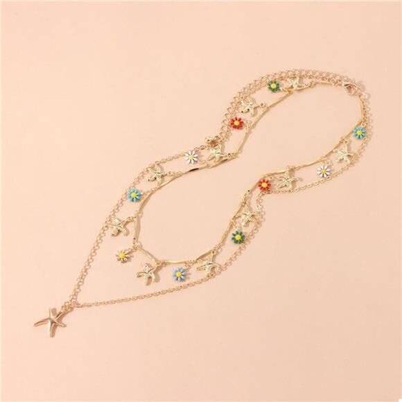 Starfish Charm Double Layered Necklace - Picture 4 of 8